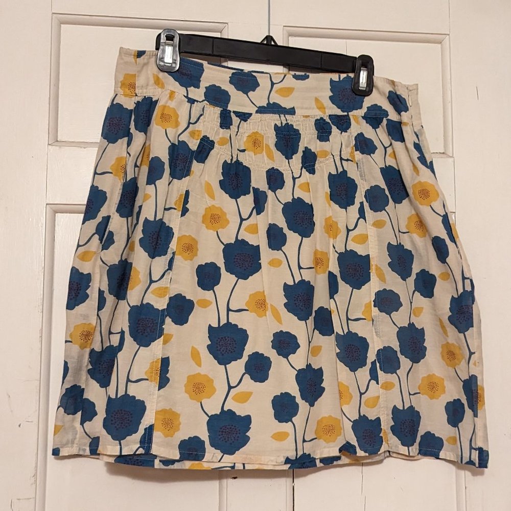 Fossil Patterned Skirt Blue and Yellow